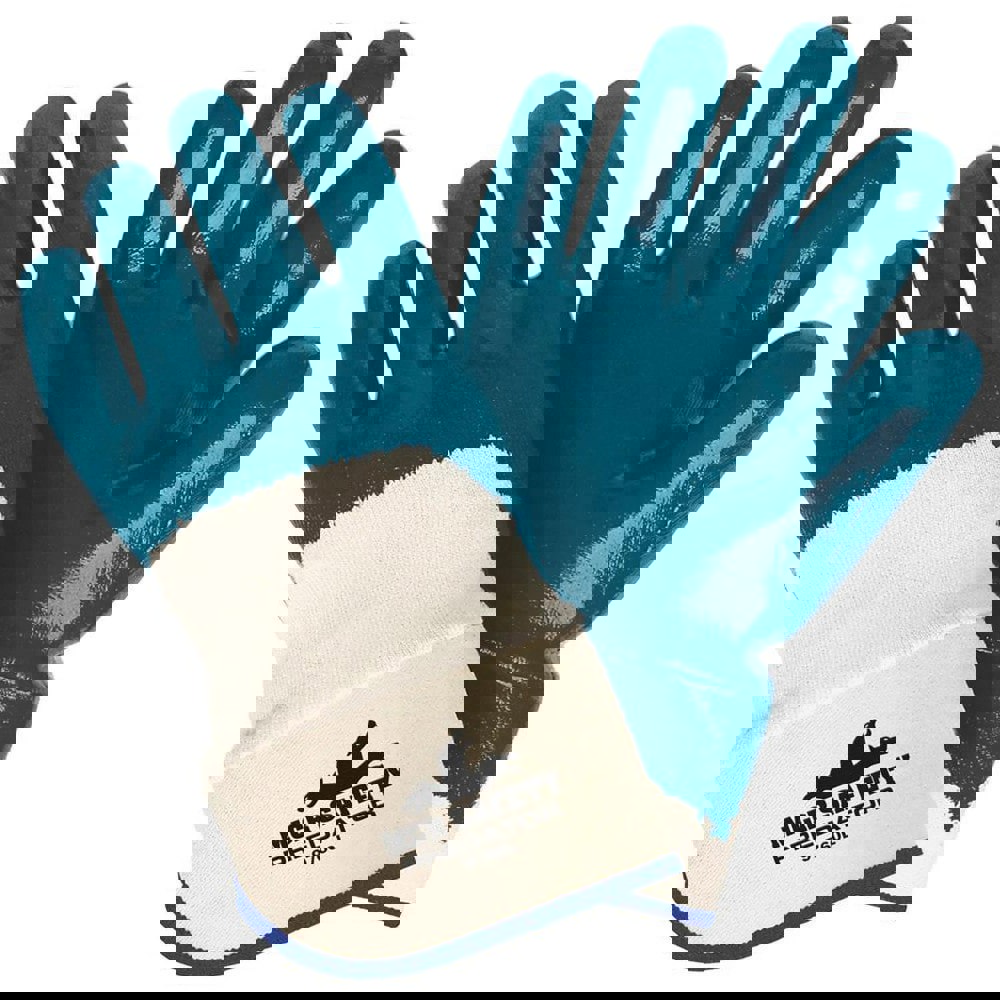 General Purpose Work Gloves: Large, Nitrile Coated, Cotton